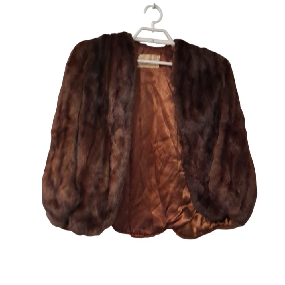Milgrim vintage fur jacket womens brown wrap mink ?